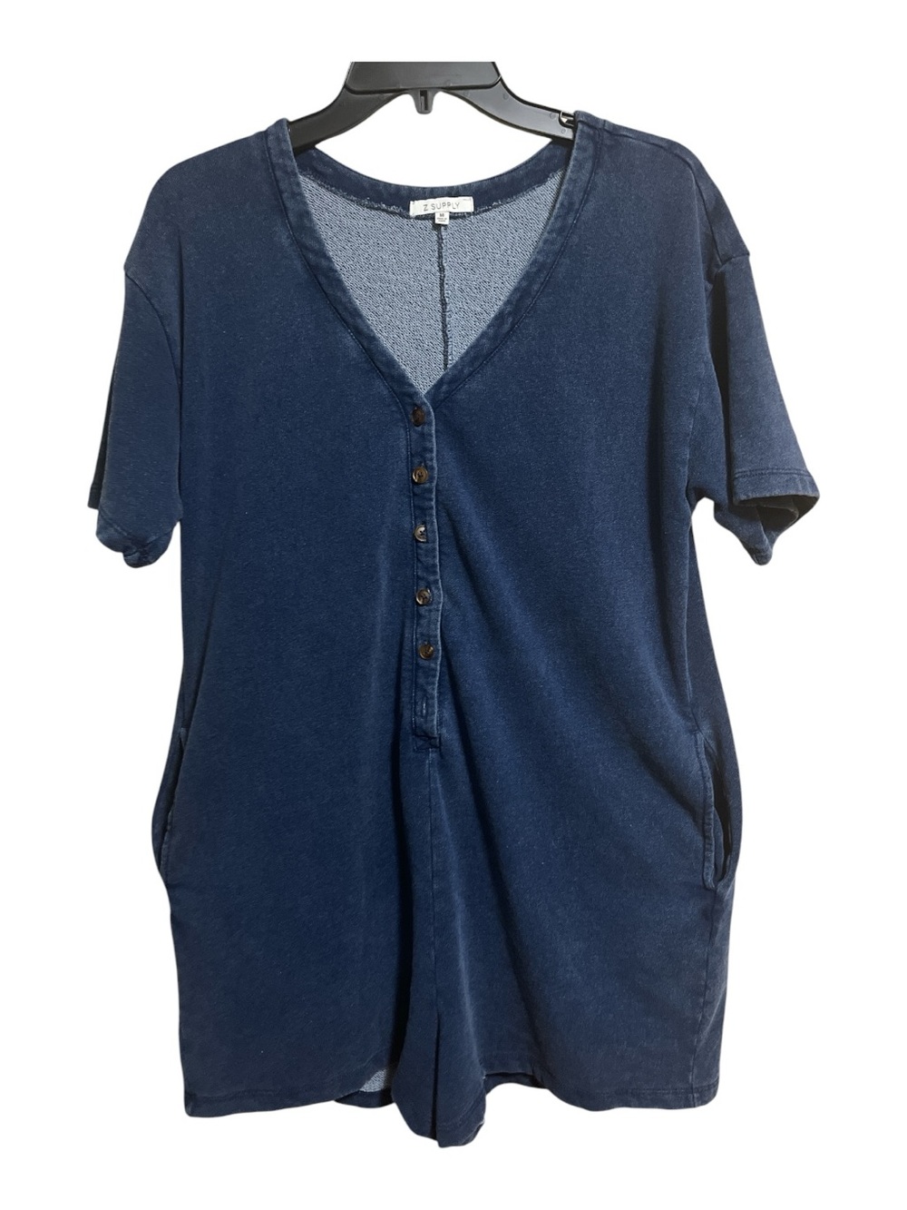 Z Supply Navy Short Sleeve V-Neck Romper